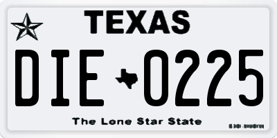 TX license plate DIE0225
