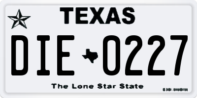 TX license plate DIE0227