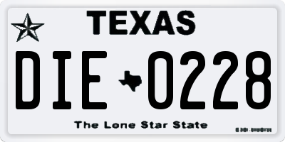TX license plate DIE0228