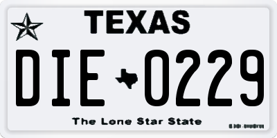 TX license plate DIE0229