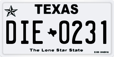 TX license plate DIE0231