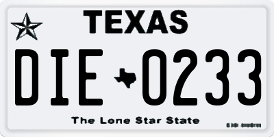 TX license plate DIE0233