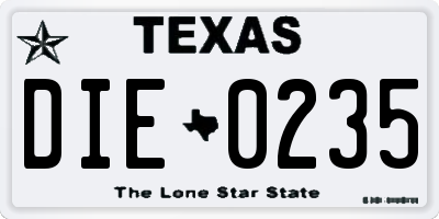 TX license plate DIE0235