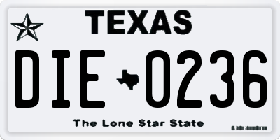 TX license plate DIE0236