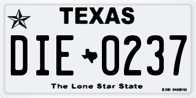 TX license plate DIE0237