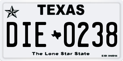 TX license plate DIE0238