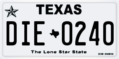 TX license plate DIE0240