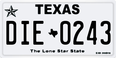 TX license plate DIE0243