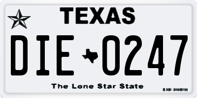 TX license plate DIE0247