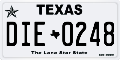 TX license plate DIE0248