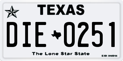 TX license plate DIE0251