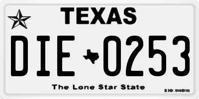 TX license plate DIE0253