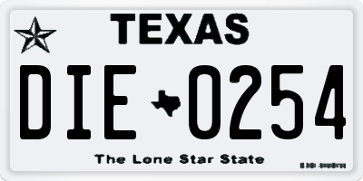 TX license plate DIE0254
