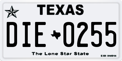 TX license plate DIE0255