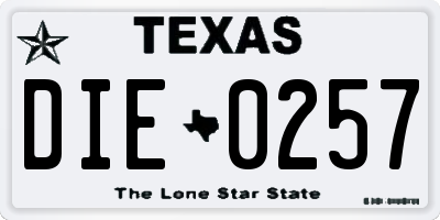 TX license plate DIE0257