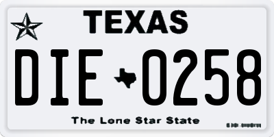 TX license plate DIE0258