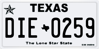 TX license plate DIE0259
