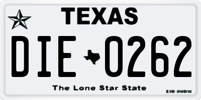 TX license plate DIE0262