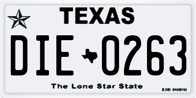 TX license plate DIE0263