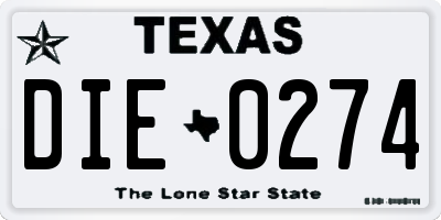 TX license plate DIE0274
