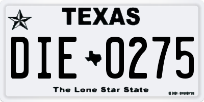 TX license plate DIE0275