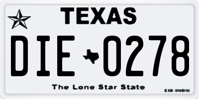 TX license plate DIE0278