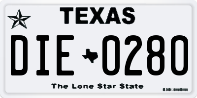 TX license plate DIE0280