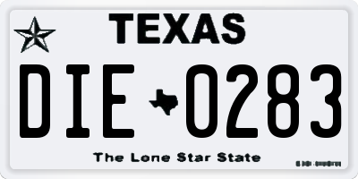TX license plate DIE0283
