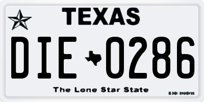 TX license plate DIE0286