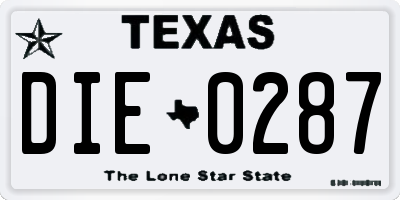 TX license plate DIE0287