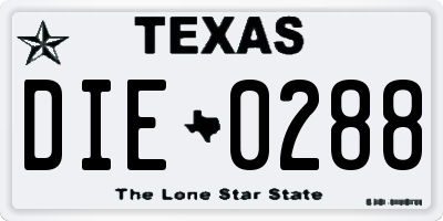 TX license plate DIE0288