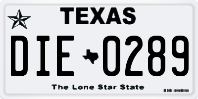 TX license plate DIE0289