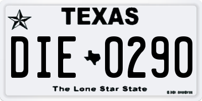 TX license plate DIE0290