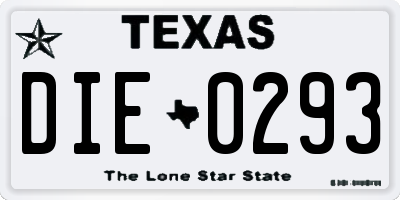 TX license plate DIE0293