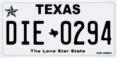TX license plate DIE0294