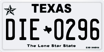 TX license plate DIE0296