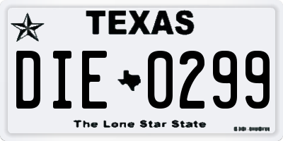 TX license plate DIE0299