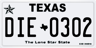 TX license plate DIE0302