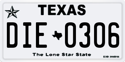 TX license plate DIE0306
