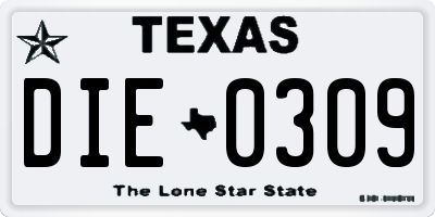 TX license plate DIE0309