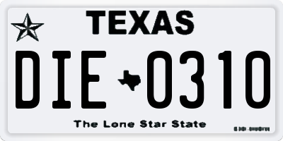 TX license plate DIE0310
