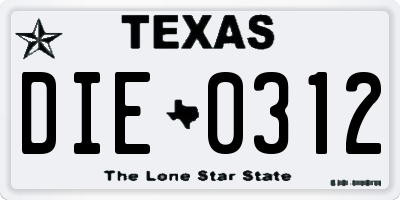 TX license plate DIE0312