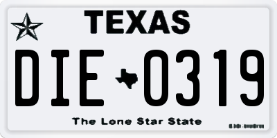 TX license plate DIE0319