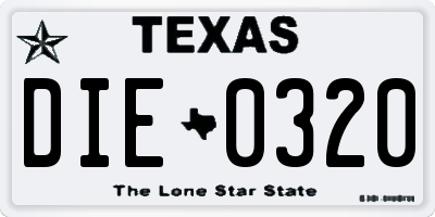TX license plate DIE0320