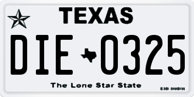 TX license plate DIE0325