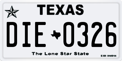 TX license plate DIE0326