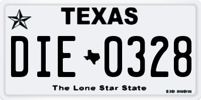 TX license plate DIE0328
