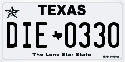 TX license plate DIE0330