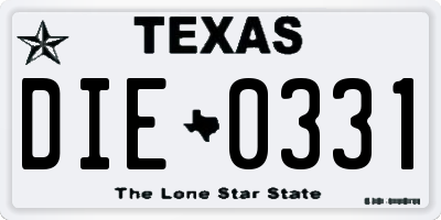 TX license plate DIE0331