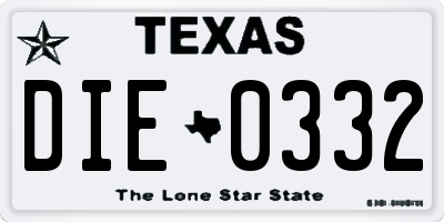 TX license plate DIE0332
